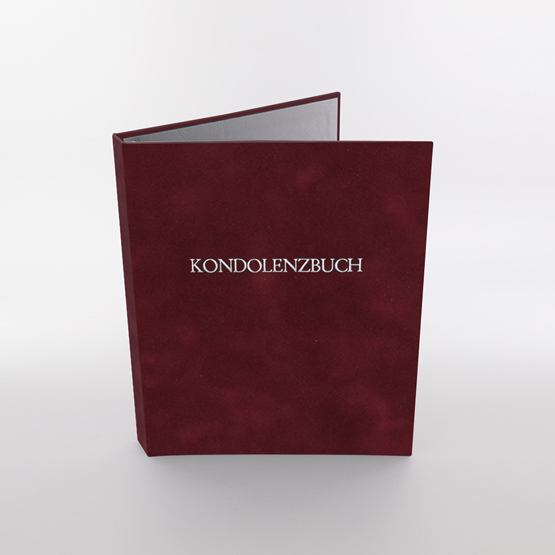 Kondolenz-Ringbuch | Weinrot Velour | Prägung Gold