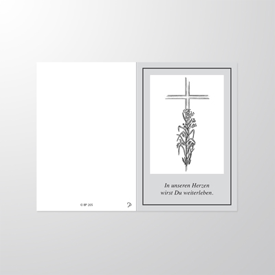 EP205P | Sterbebilder | Kreuz mit Blume | Papyrello