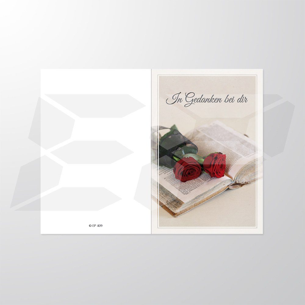 EP409P | Sterbebilder | Buch mit Rose | Papyrello