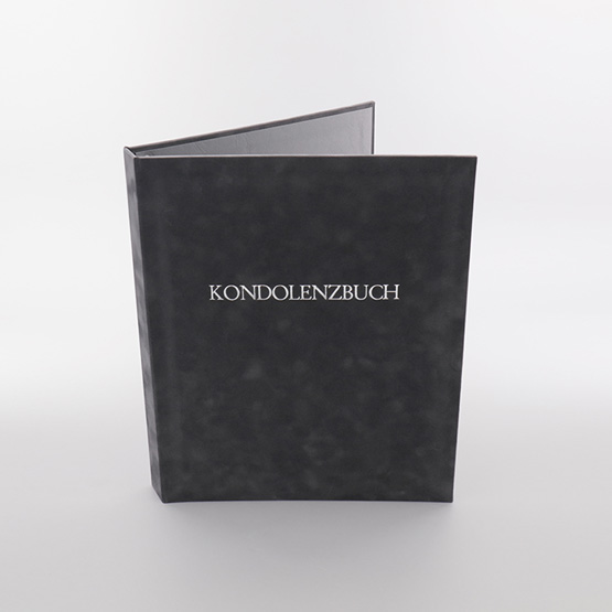 KMR1V0 | Kondolenz-Ringbuch | Grau Velour | Prägung Silber